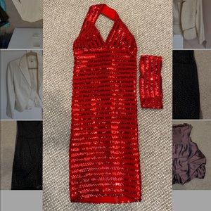 Sequin red party dress and matching headband